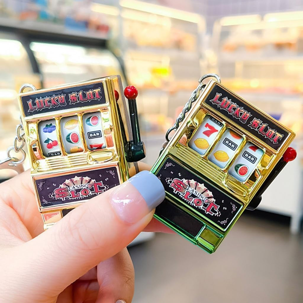 Keychain, Miniature Fruit Slot Machines Keychain Prize Toy Keyring Pendant Jewelry Easy Carry Entertainment Gadget