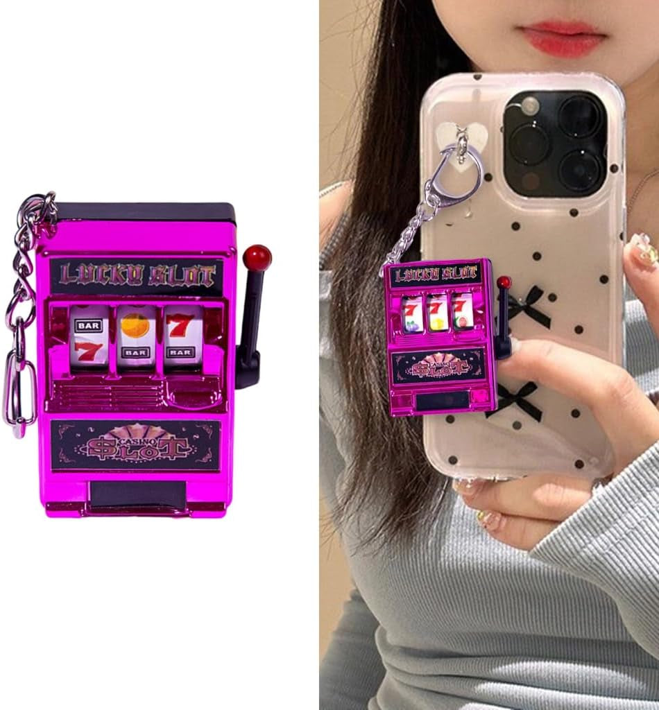 Keychain, Miniature Fruit Slot Machines Keychain Prize Toy Keyring Pendant Jewelry Easy Carry Entertainment Gadget
