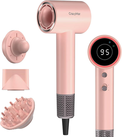 Crazymar Secador De Pelo Iónico,180,000 Tr/Min–Secado 5X Más Rápido, Secado Rápido Secador Pelo Profesional, 4 Niveles De Temperatura Y 2 Velocidades, Protección Contra Sobrecalentamiento