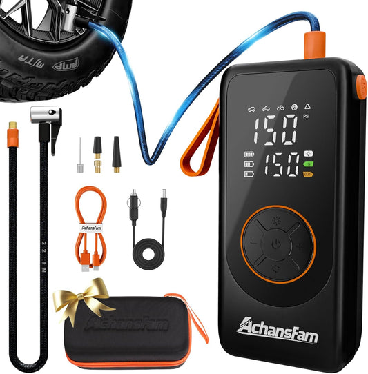 Portable Air Compressor, 48S Fast Inflation, Cordless with Dual Power Supply, 150 PSI Tire Pump with Digital Gauge, Long Runtime & Storage Case for Car, Truck, Bike, Ball